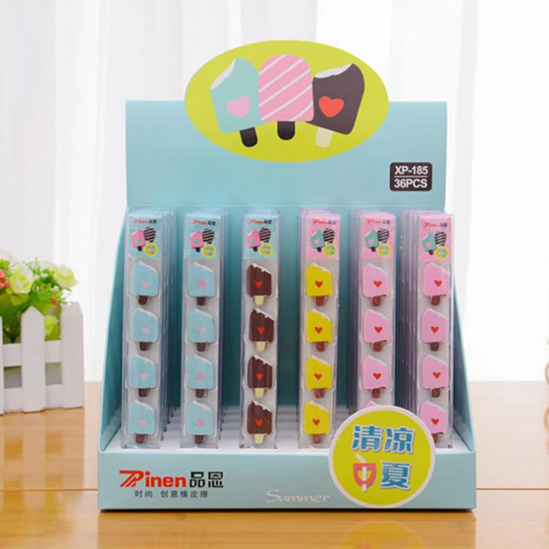 5 шт./упак. Kawaii Mini в форме сердца мороженое резиновый карандаш ластики коррекция