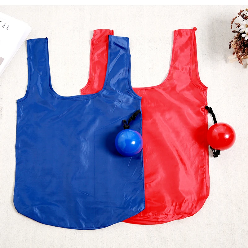 

2019 Silica gel Creative Plastic Recyclable Folding Shopping Bag Convenient Large Storage Bags Technology Ball