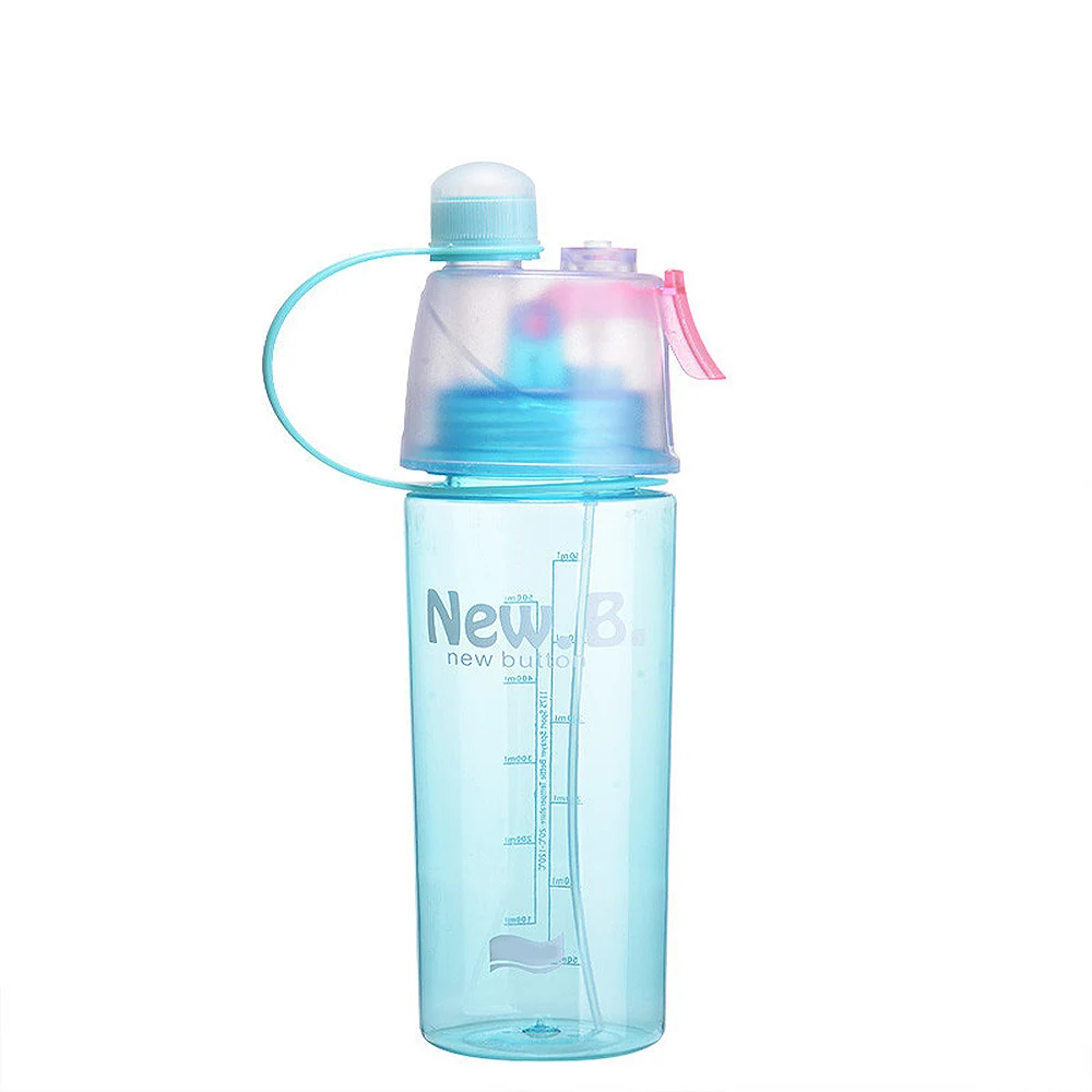 Plastic Spray Water Bottle Portable Drinking Cup Outdoor Climbing Bottles - Цвет: Blue 400ml