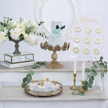 

Outdoor Lawn Wedding Cake Decorating Birthday Cake Stand High Feet Cake Plates Donuts Display Racks Acrylic Doughnuts Shelf