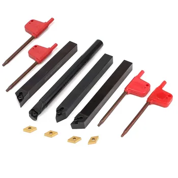 

4 External Lathe Internal Turning Tool Holder S10K-SDUCR07+SDJCR1010H07+SDJCL1010H07+SDNCN1010H07+4 DCMT070204 Inserts