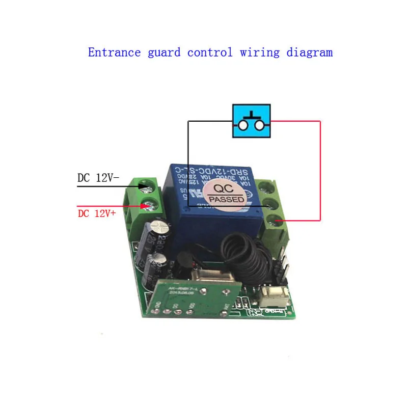 Door Access Control System DC 12V 1CH Wireless Remote Switch RF Remote Control Light Switch Receiver Transmitter 315Hz 433MHz-5