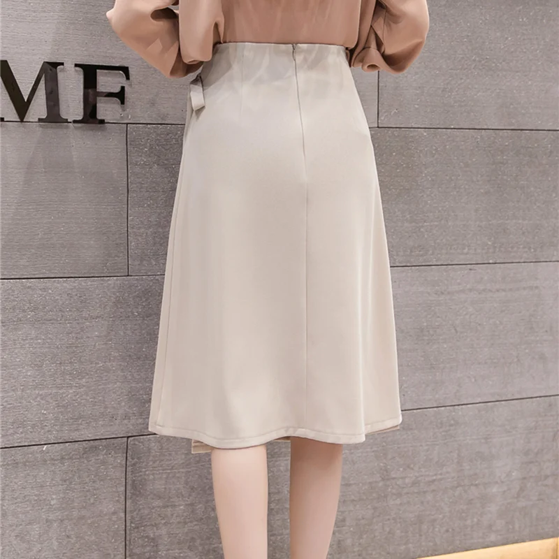 New Fashion Midi Skirts Womens Spring High Waist Lace up Skirt Harajuku Elegant Plus Size Ladies Skirts jupe femme faldas