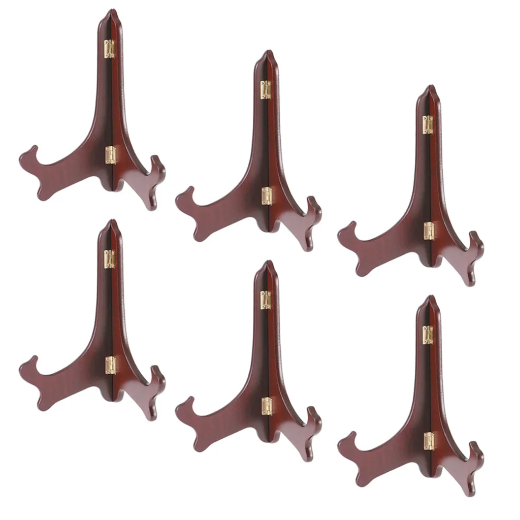 6pcs 6 inch Wooden Easel Wood Wedding Table Photo Card Stand Plate Display Holder For Party Decoration