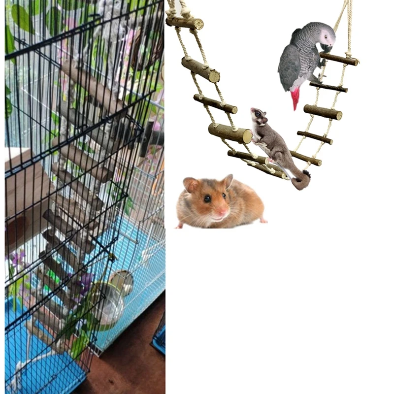 Parrot Swing Ladder Toys Rope Net With Buckles Pet Bird Bites Climb Chew Toys Hanging Cockatiel Swing Parrot Cage Bird Toys