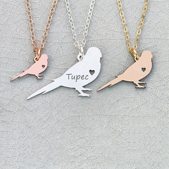 

Bird Charm Parakeet Necklace Personalized Bird Jewelry Custom Any Words Best Gift For Friend Accept Drop Shipping YP6038