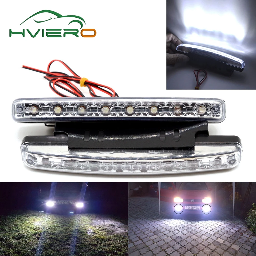 Beste Auto Led Duurzaam Auto Led Dagrijverlichting 8 LED DRL met Lens Wit DC 12 v 24 v Hoofd lamp Koplamp Parking Lamp Mistlampen