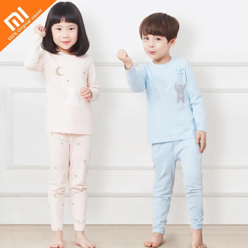 

Original xiaomi mijia children's combed cotton underwear set spring and autumn pajamas printed cotton boys and girls pajamas HOT
