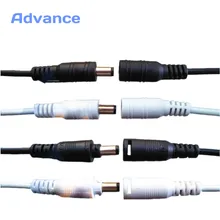 5.5*2.1mm Adapter DC Connector 1 Pair Lock with Lock Buckle 15cm length White Black cable wire DC 5.5 x 2.1mm Male Female jack