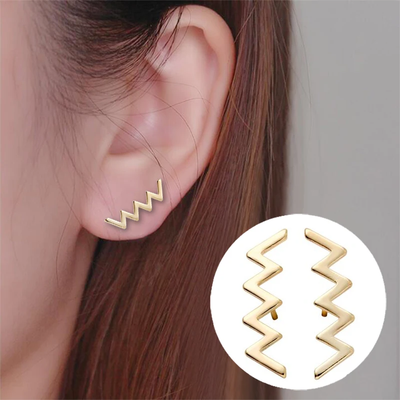 

Shuangshuo New Earrings Fashion Jewelry Cute Wave Stud Earrings for Women Wedding Gifts Geometric Earring brincos aretes ED095