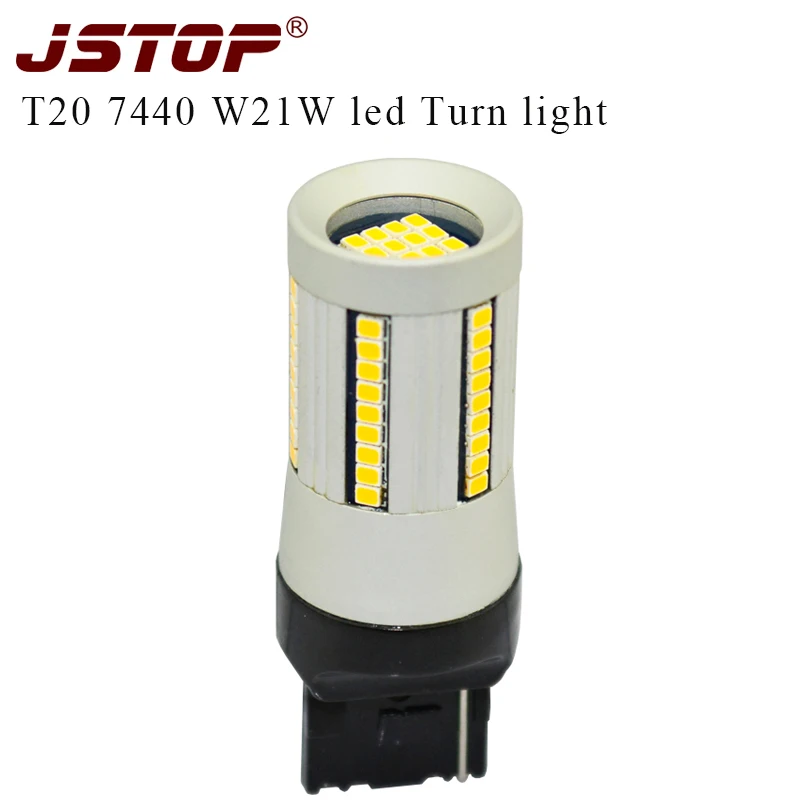 JSTOP car Turn Signal 12V yellow turn bulbs W21W T20 7440 Canbus No