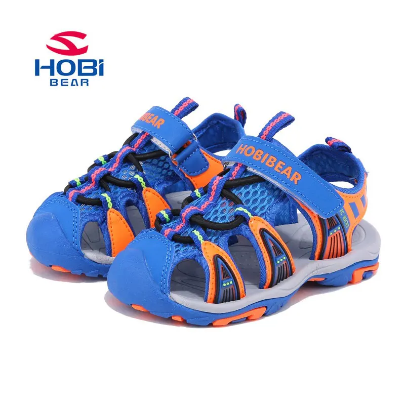 Детская обувь для девочек летние сандалии для мальчиков сетка для волос мягкая подошва легкая Нескользящая пляжная обувь для малышей HOBIBEAR AU3135 - Цвет: blue sandals