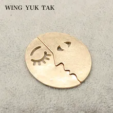 Новое поступление серьги в виде лица влюбленных тренд Винтаж простой дизайн, металлический панк серьги-гвоздики для женщин крыло yuk tak модные ювелирные изделия