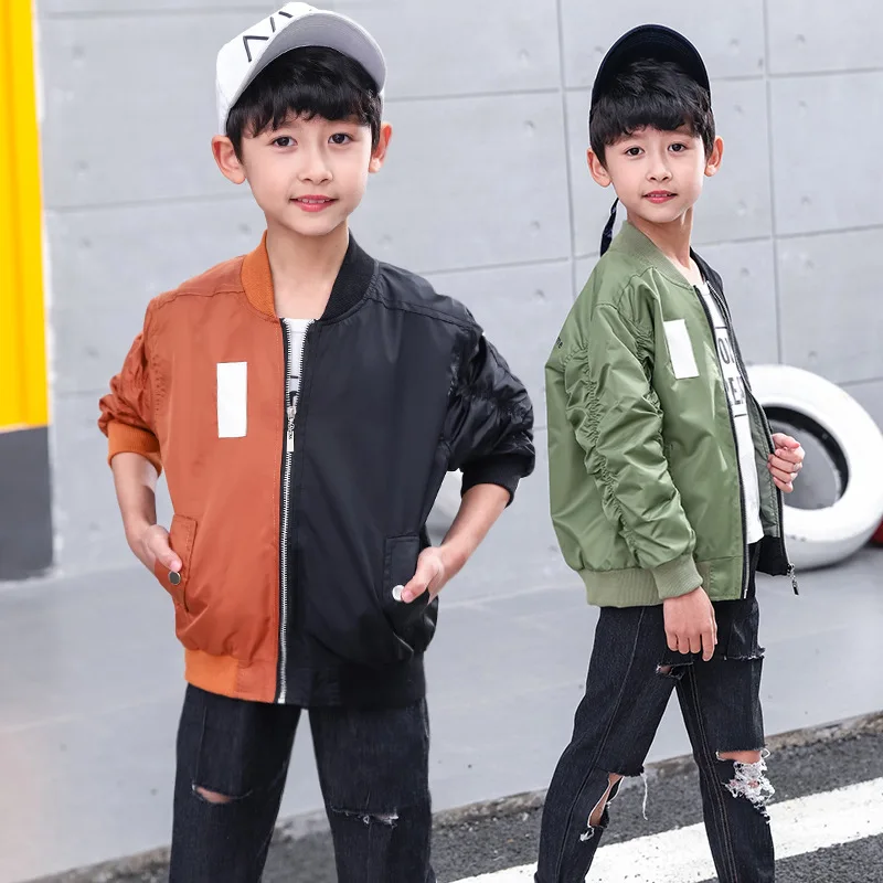 Spring Autumn Jackets for Boy Coat Bomber Jacket Army Green Boy's Windbreaker Winter Print Kids Children 6 8 10 12 | Детская одежда