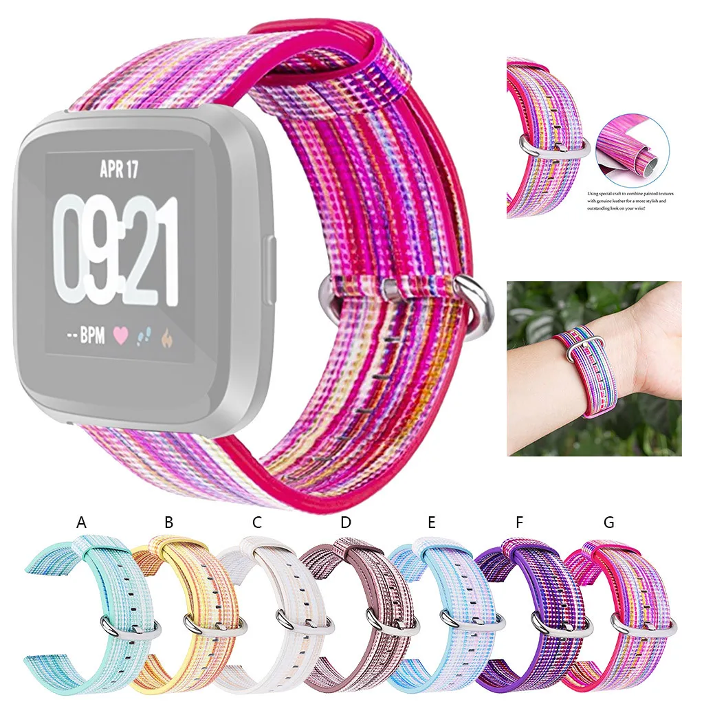 

Smartwatch Smart Strap Smartband band 2pcs Fine Woven Nylon Replacement Band Sport Strap For Fitbit Versa Lite Wristband