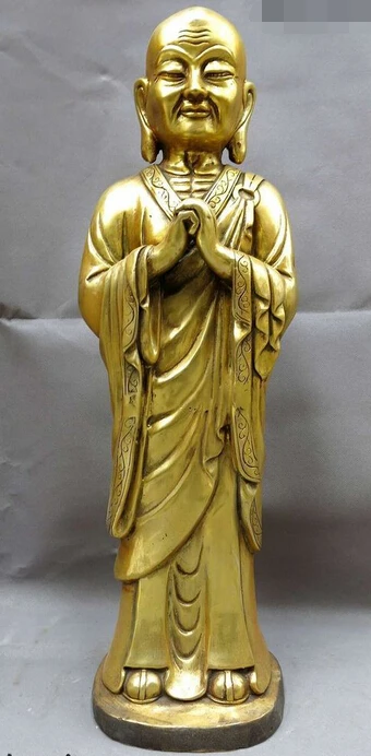 

007702 20" China bronze gild buddhism Feng Shui copper arhat Buddha sculpture Statue