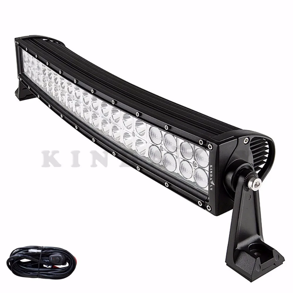

KINDAFLY IP68 24" Inch 200W Curved Off Road LED Light Bar with Wiring Harness Kit Spot Flood Combo for Jeep Boat SUV Car ATV H3