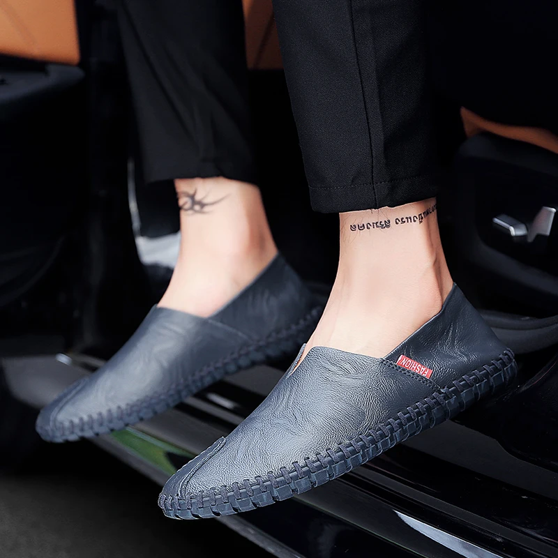 Appartements Chaussures 5 Slip Doux Mocassins Taille brown Mode dark blue Conduite Bateau Grande Respirant 38 Lumière white Casual Brown Hommes 50 Couleur on Black Nouvelle ikXlZTwOPu
