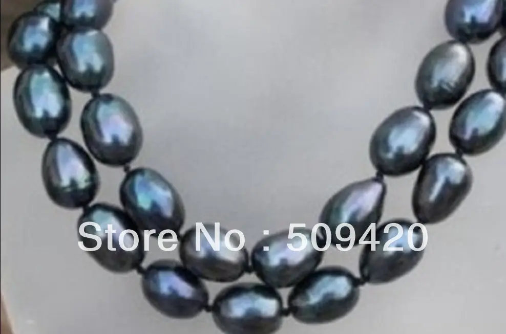 

Free Shipping8-9mm black south sea baroque pearl necklace 35