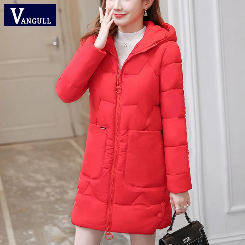 

Vangull Women Thicken Parkas Winter New Warm Long Sleeve Hooded Coat Plus Size 2019 Fashion Zipper Wadded Solid Loose Outerwear