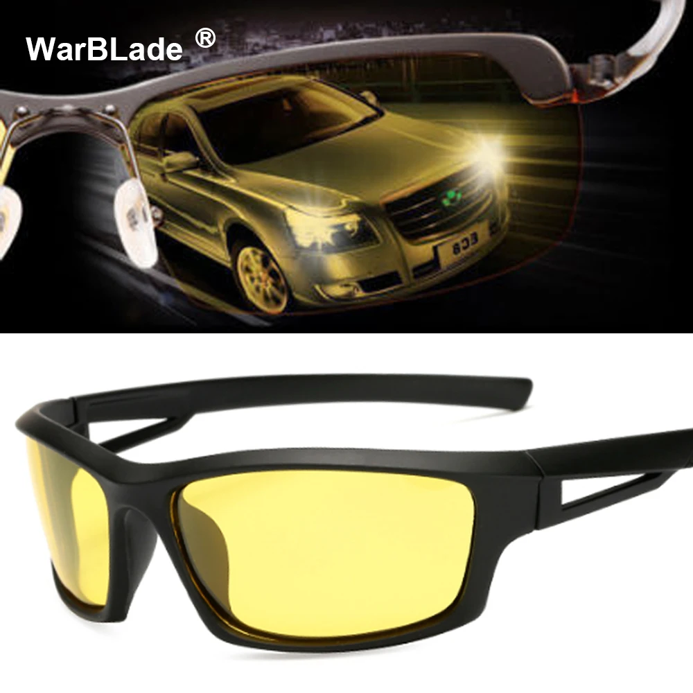 Polarized Night Driving Glasses For Men High Quality Anti Glare Safety HD Night Vision Square