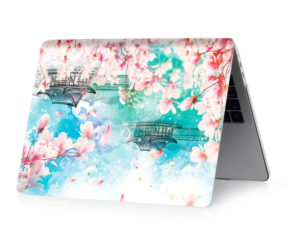 Цветной чехол для ноутбука с цветочным принтом для MacBook Air retina Pro 11 12 13 15 для MacBook New Air 13 с сенсорной панелью New Pro 13 15