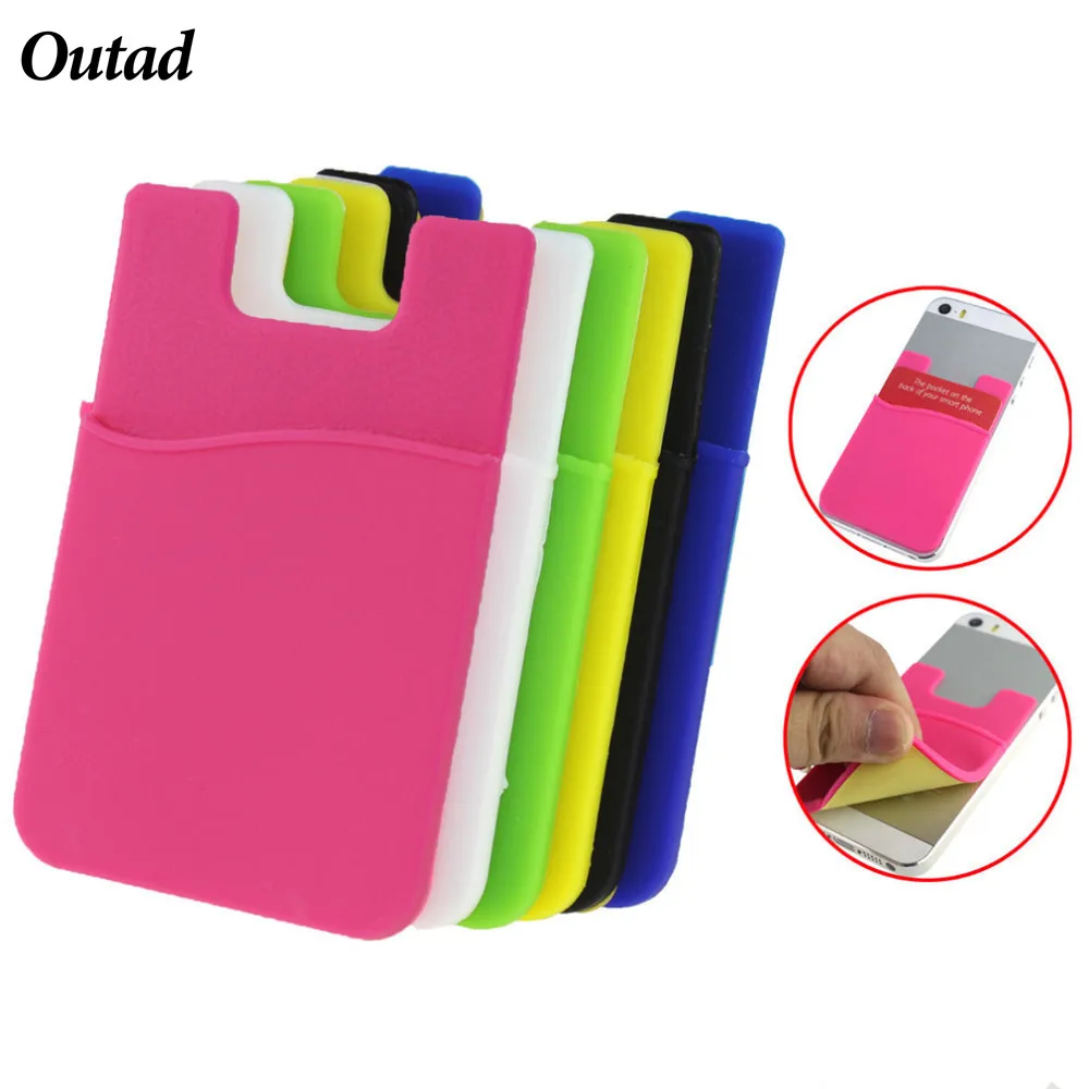 

Candy Color Card Holder Adhesive Sticker Back Cover Card Holder Case Pouch For Cell Phone