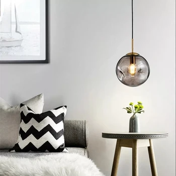 

Nordic Loft Glass Ball Pendant Lights Modern LED Hanging Lamp Living Room Restaurant Bedroom Lobby Kitchen Fixtures Lighting