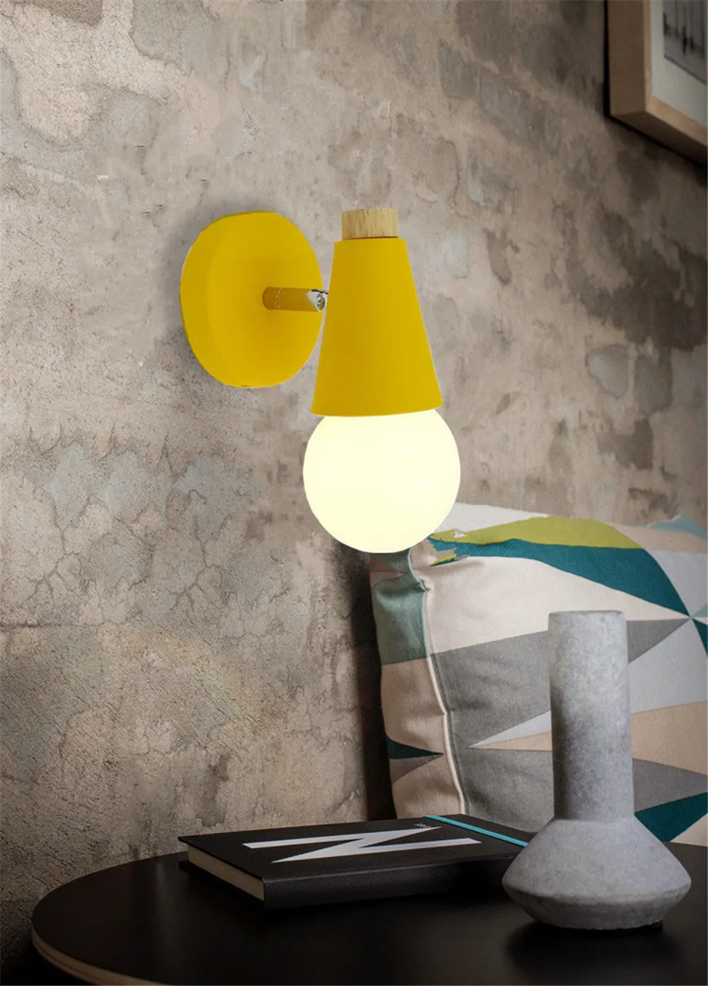 Современная Macarons цветная настенная лампа светодиодный Деревянный алюминиевый винтажный Лофт гостиная коридор Внутреннее освещение светильник AC110-265V