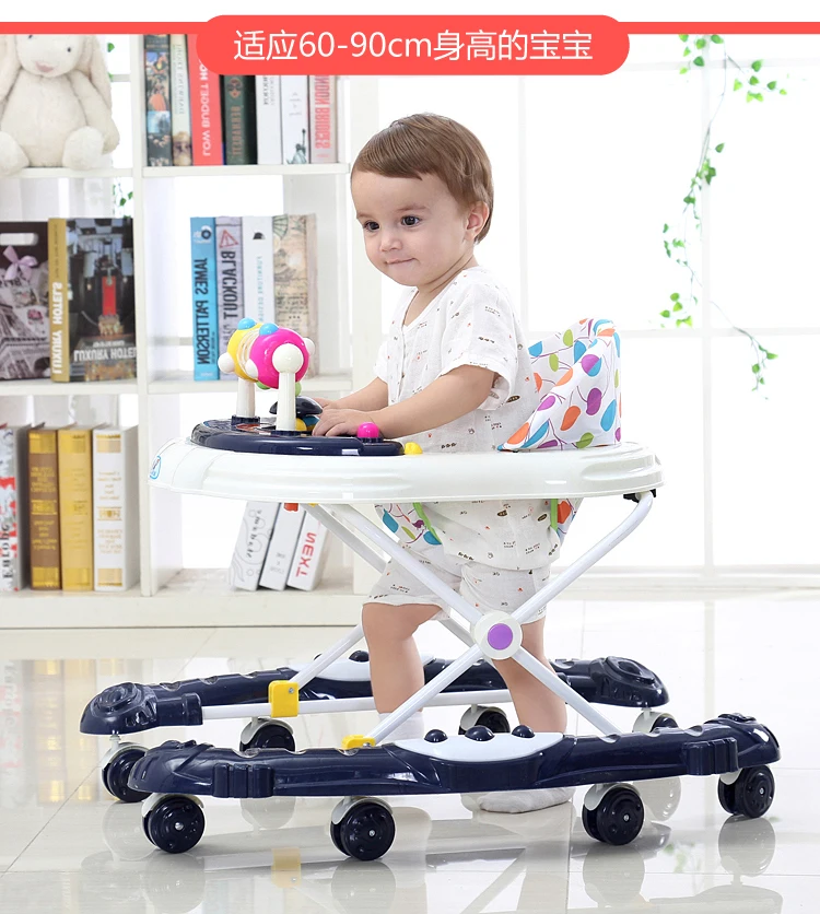 Ходунки для малышей с 8 колесами роликовый Многофункциональный обучающий автомобиль-ходунки с музыкой 5 уровней младенческой ходьбе помощник ручной толчок