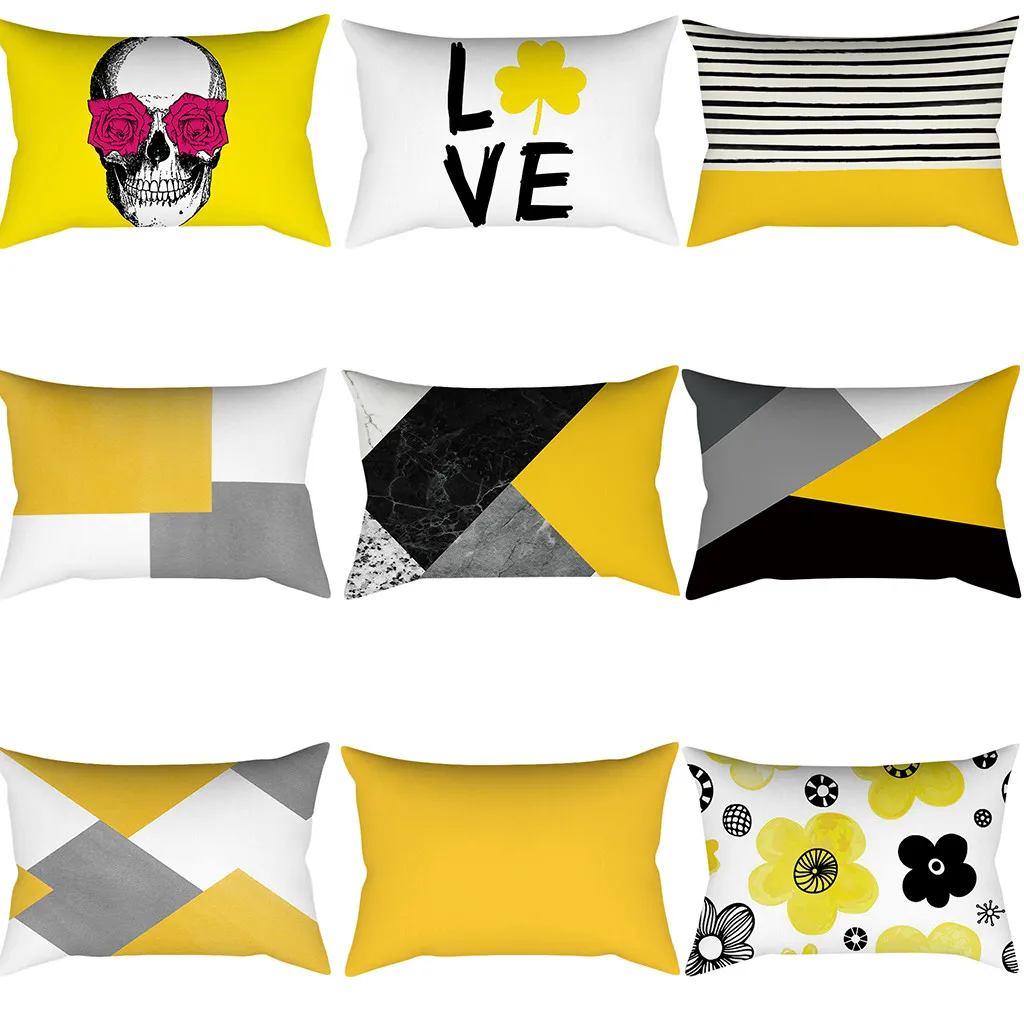 

Pineapple Leaf Yellow Pillowcase Sofa Car Waist Throw Cushion Cover Home Decor 5x45cm Yellow Striped Pillowcase Geometric Throw