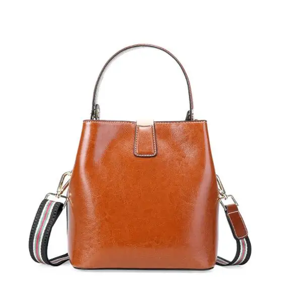 Кожаная женская сумка, роскошные дизайнерские сумки, брендовые, из натуральной воловьей кожи, женская сумка через плечо, элегантная сумка-тоут - Цвет: Коричневый
