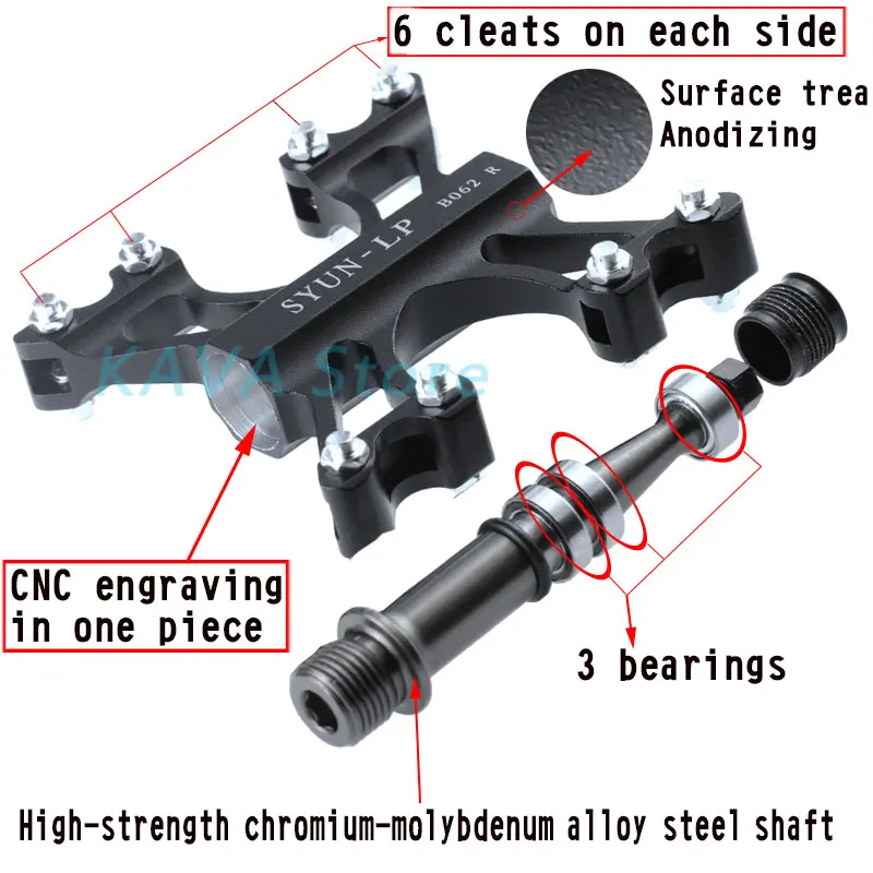 Велосипедная педаль KAVA из алюминиевого сплава, педаль для горного велосипеда, MTB, Шоссейная, велосипедная, герметичная, 3 подшипника, педали, ультра-светильник, запчасти для велосипеда