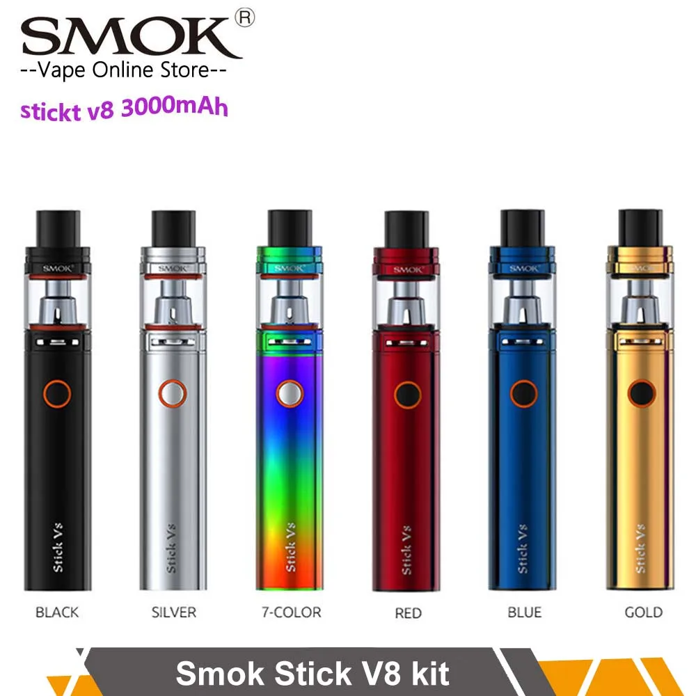 

Original SMOK Stick V8 Kit with 3000mAh Battery & 5ml TFV8 Big Baby Tank & 0.3ohm V8 Baby M2 Coil Stick V8 VS stick Ego Aio