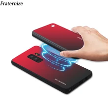 font b Slim b font Gradient Tempered glass Magnetic Wireless charger Case For Samsung Galaxy