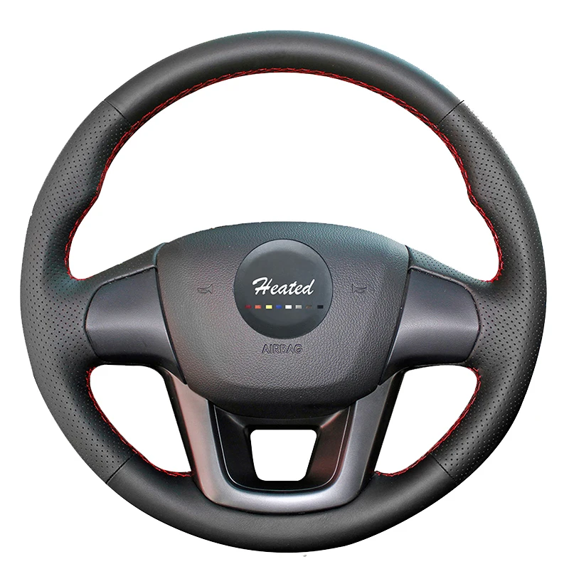 Heated for Kia K2 Kia Rio 3 2011 2012 2013 Microfiber leather On Car Steering Wheel Cover braid on the steering wheel case Heated for Kia K2 Kia Rio 3 2011 2012 2013 Microfiber leather On Car Steering Wheel Cover braid on the steering wheel case