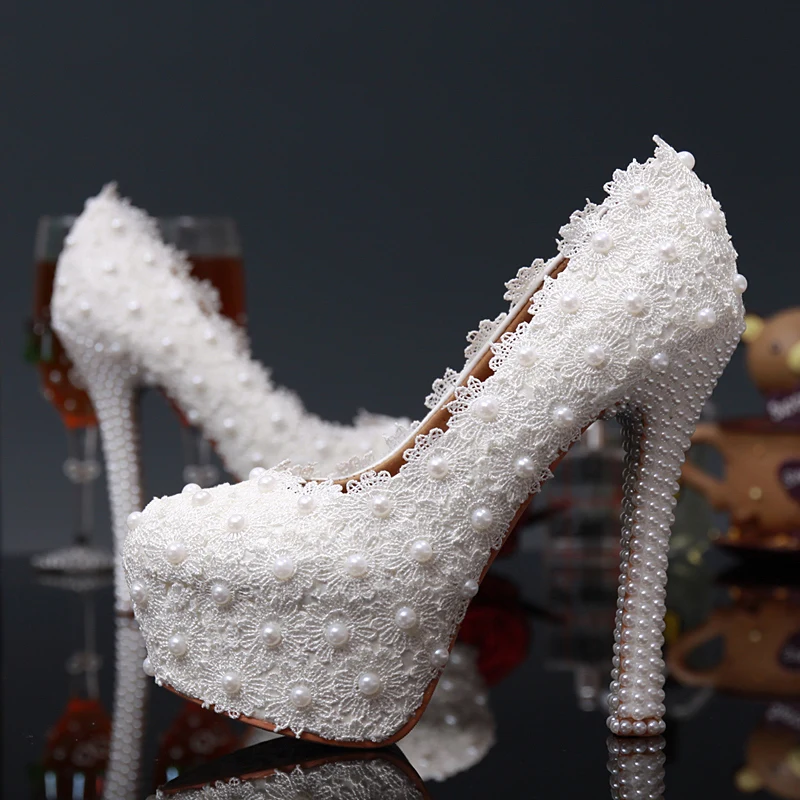 white pumps with lace