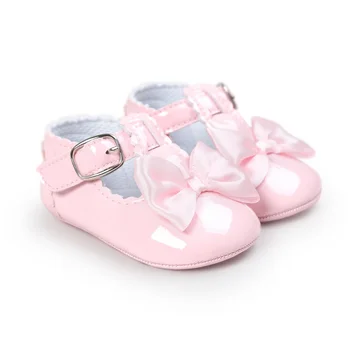 

Newborn Baby Girl Bow Anti-slip Crib Shoes Princess Shoes Soft Sole Sneakers Prewalker 0-18M