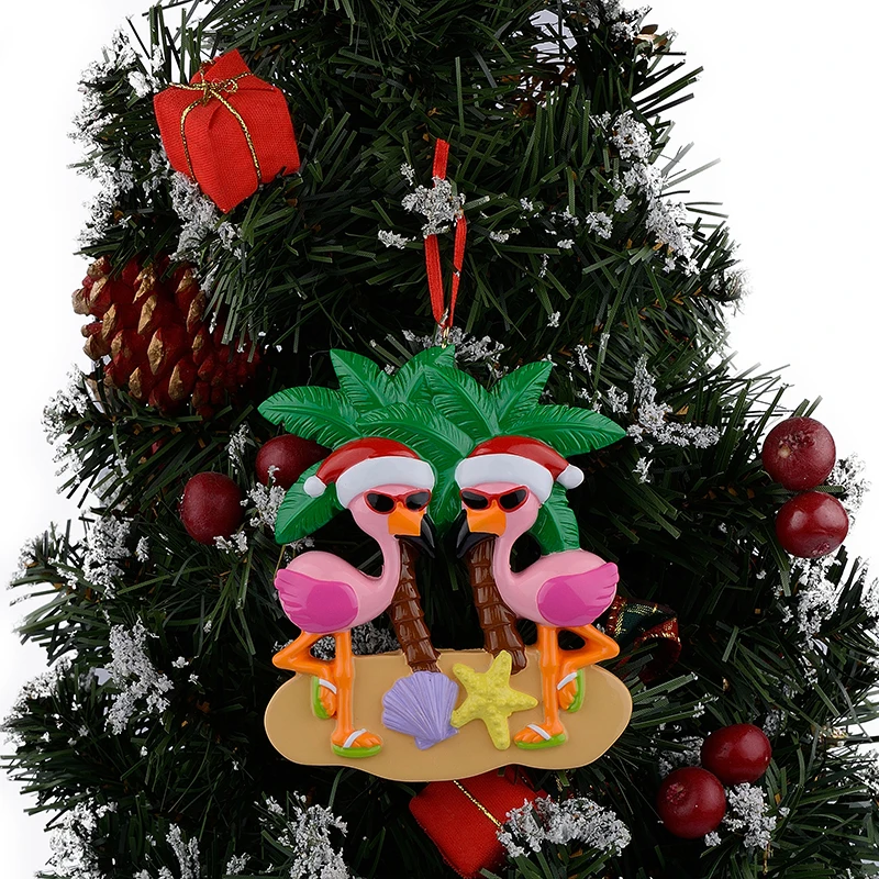 Flamingo Vacation Couple Personalized Ornament