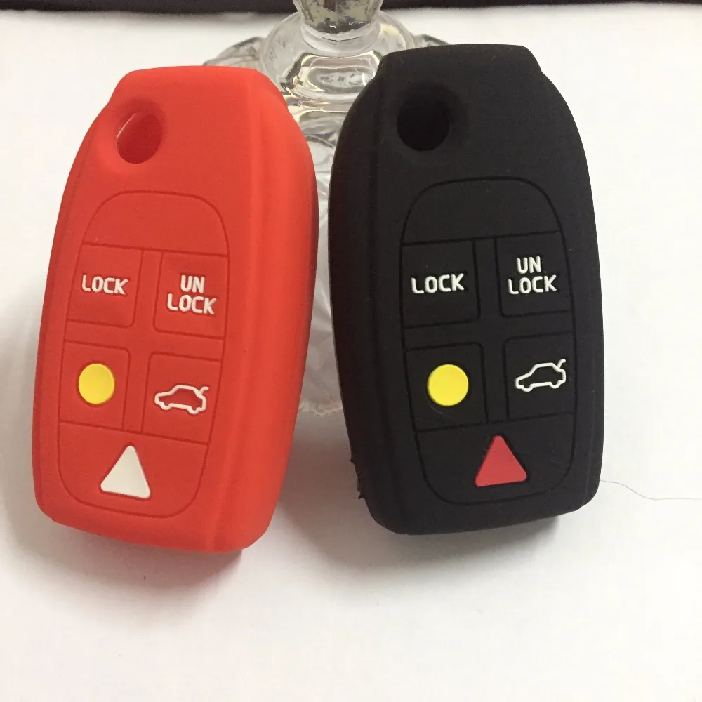 Silicone Flip Car Key Case Cover For Volvo S80 S60 V70 XC70 XC90 D05 5 buttons