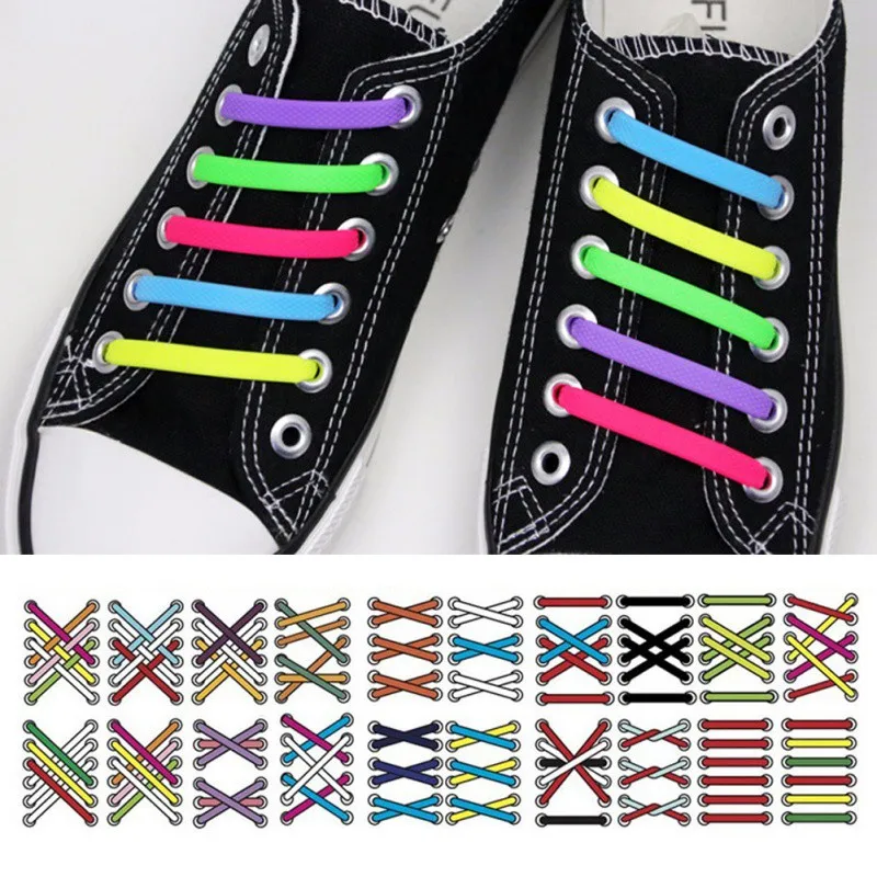 Adult Athletic No Tie Shoe Lace Elastic Silicone Shoelaces Running Waterproof Elastic Rubber Tie-free Shoe Lace