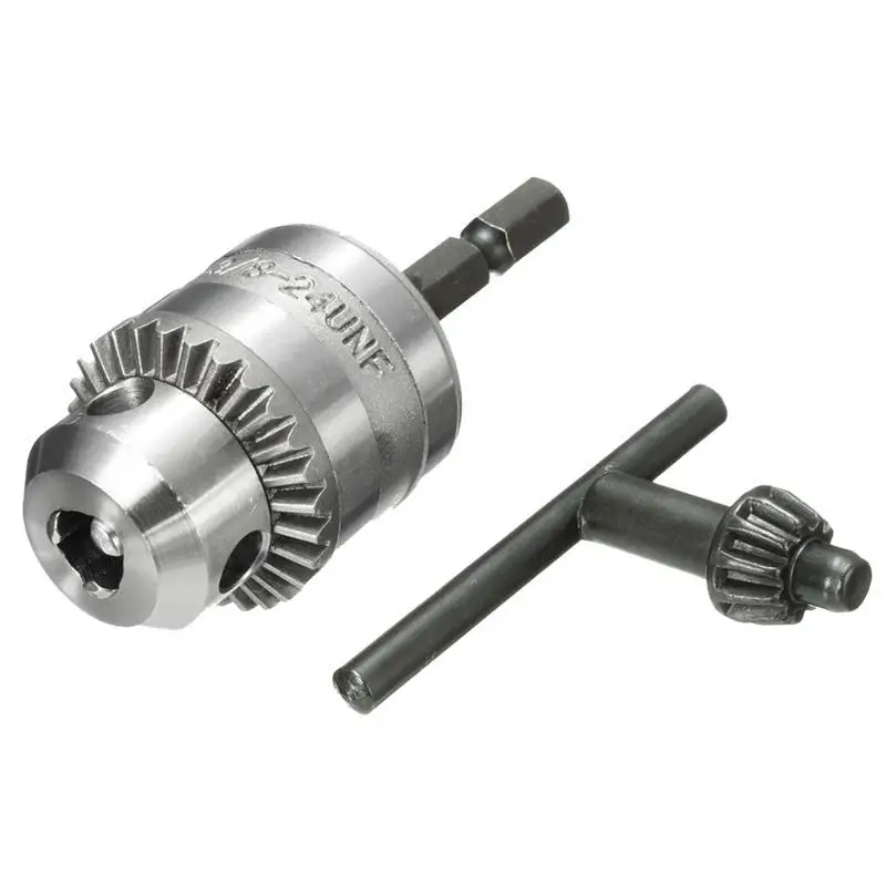 0.6 6mm Drill Bits Drill Chuck Adapter Converter Quick Change Hex Shank with Key Convert Impact