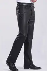 Осенне-зимние повседневные мотоциклетные брюки из искусственной кожи мужские брюки PU Штаны для мужчин мужские панталоны плюс бархат