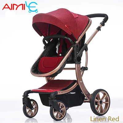 Детская коляска, детская коляска с амортизатором, светильник, складная коляска с 4 дорожками - Цвет: red