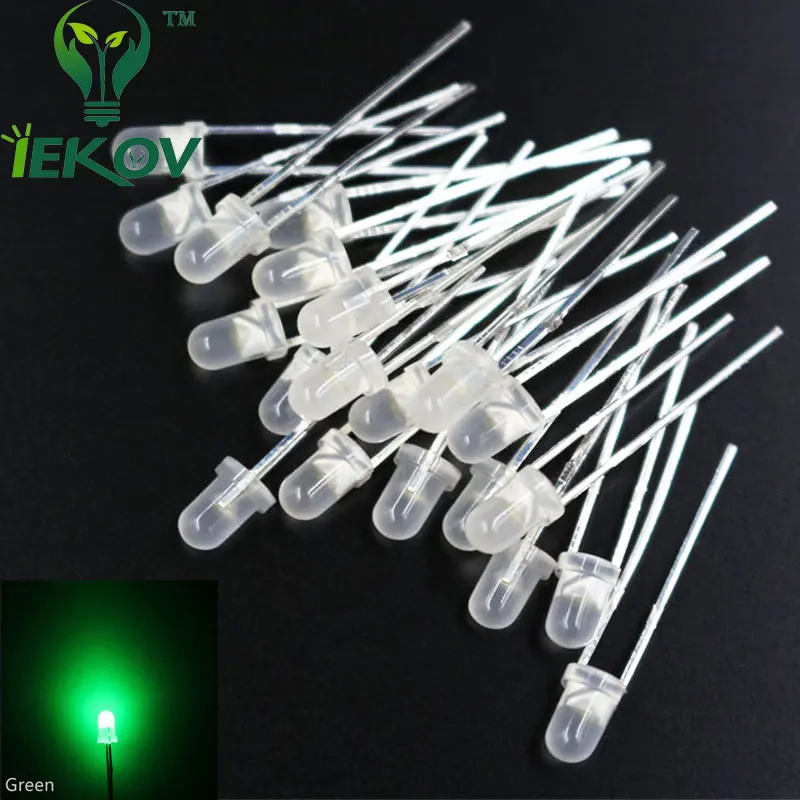 

1000PCS 3MM Diffused Green Round Top Urtal Bright Leds Bulb Light Emitting Diodes Electronic Components