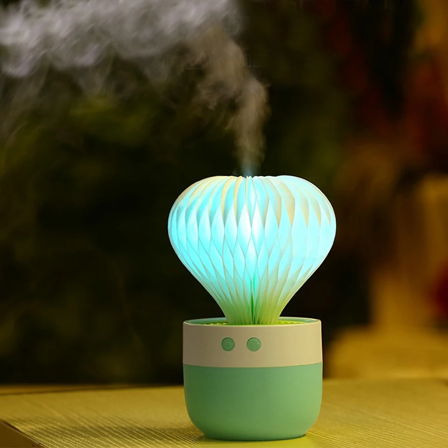 150 ML Mini Air Humidifier Cactus Aromatherapy Essential Home Ultrasonic with Night Lamp Oil Diffuser Creative Christmas Gift