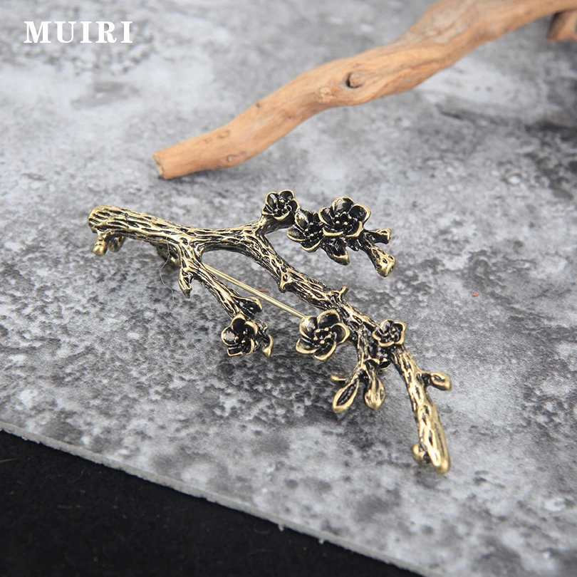 Antique bronze Tree branches muslim hijab pins and brooches for Women