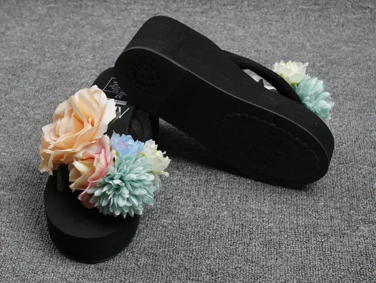 2019 New Anti-skid Base Wedge Shoes For Sale Handmade Flowers Buy Beach Flip Flops Slippers Online Cheap Black53