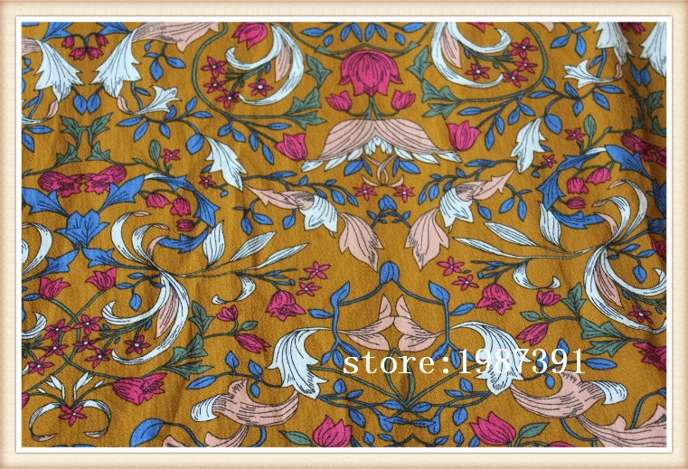 145cm width paris pearl fabric yellow background big flowers pattern for summer women clothes and DIY Hair Accessory CH-6905 | Дом и сад