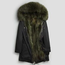 Парка с капюшоном из натурального меха енота, длинный воротник из меха енота, новое зимнее теплое пальто, толстая парка из натурального меха, мужская куртка из натурального меха